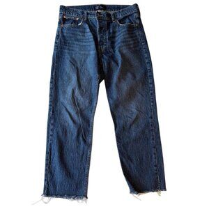GAP Cheeky Straight High Rise Jeans Women’s 31 Medium Wash Frayed Hem Button Fly